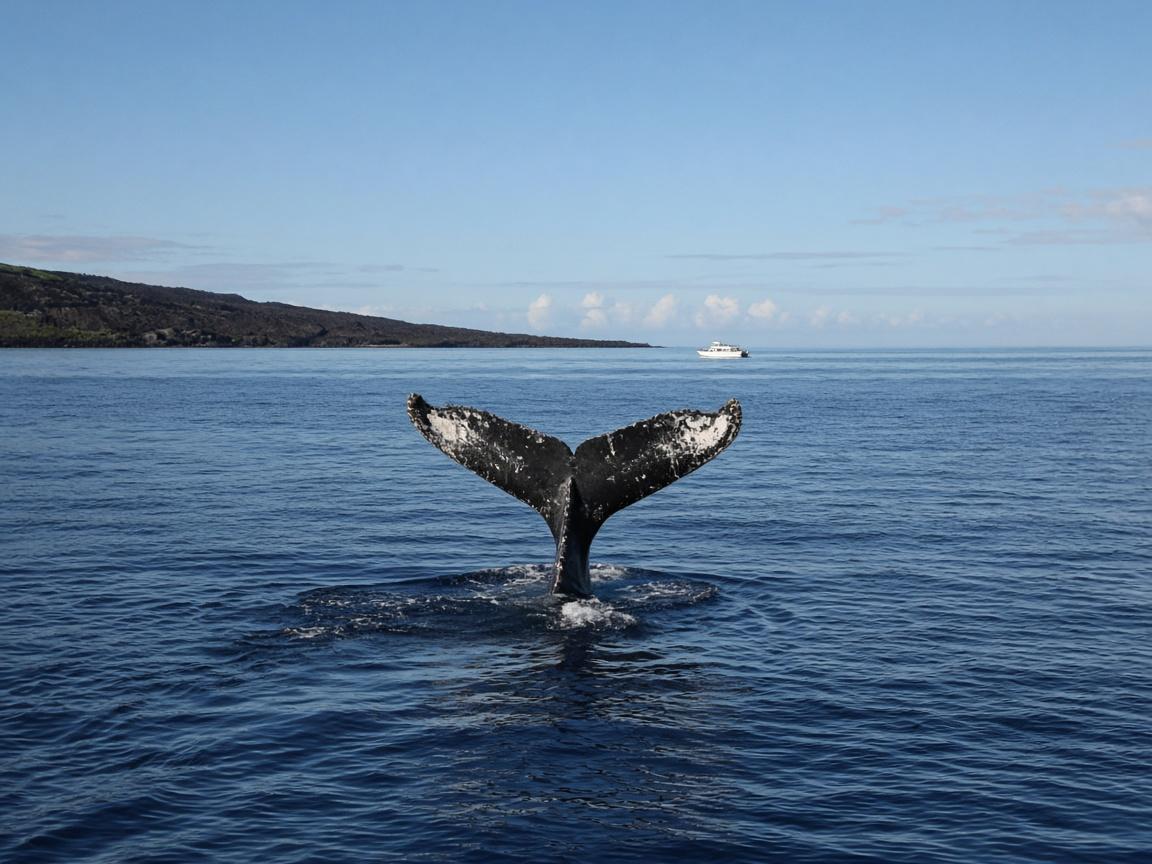 A humpback whale fluke off the Kona coast